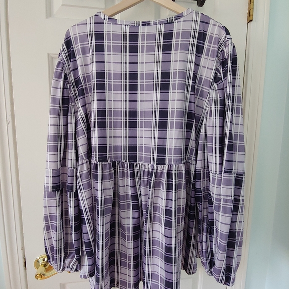 NWOT Plus Size Reborn Collection Charcoal & Gray Plaid Top - Size  2X - Picture 9 of 10
